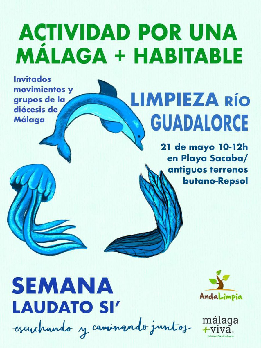 Hoy 21 de  mayo calentamos motores #SemanaLaudatoSi y nos unimos a <a href="/AndaLimpia/">AndaLimpia</a> por una Málaga + Habitable colaborando en la limpieza del río Guadalhorce
#ViveLaudatoSi #SemanaLaudatoSi #EcologiaIntegral