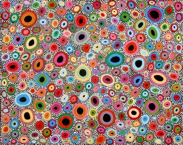 'Bush Flowers' by Raelene Stevens, contemporary Australian Aboriginal artist #WomensArt