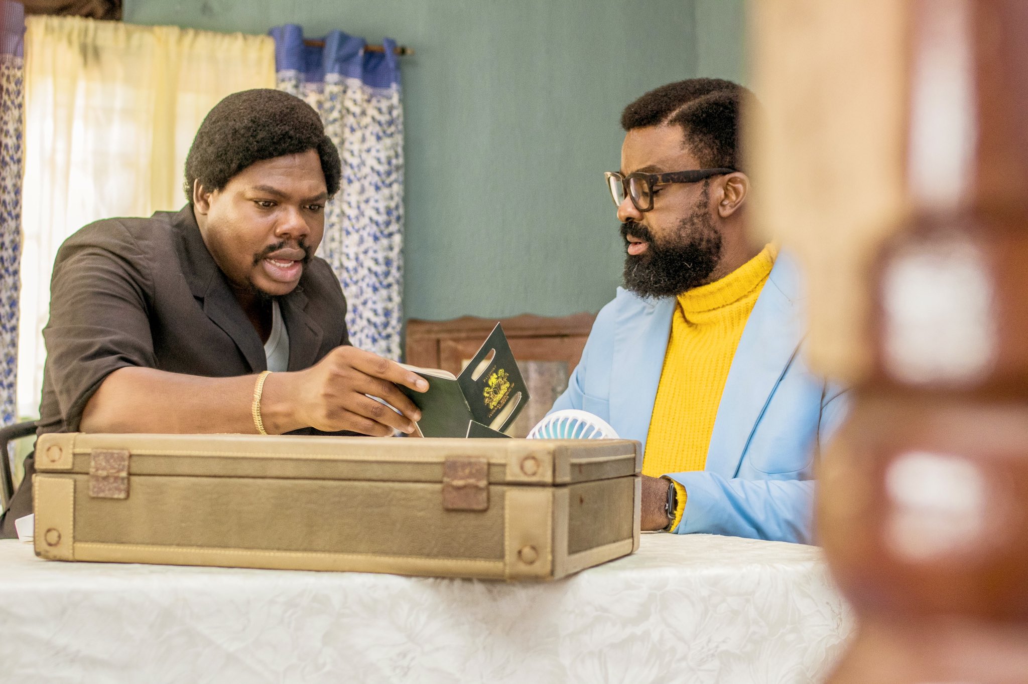 Kunle Afolayan and Mr. Macaroni in a still from Ayinla [Twitter/MrMacaroni]