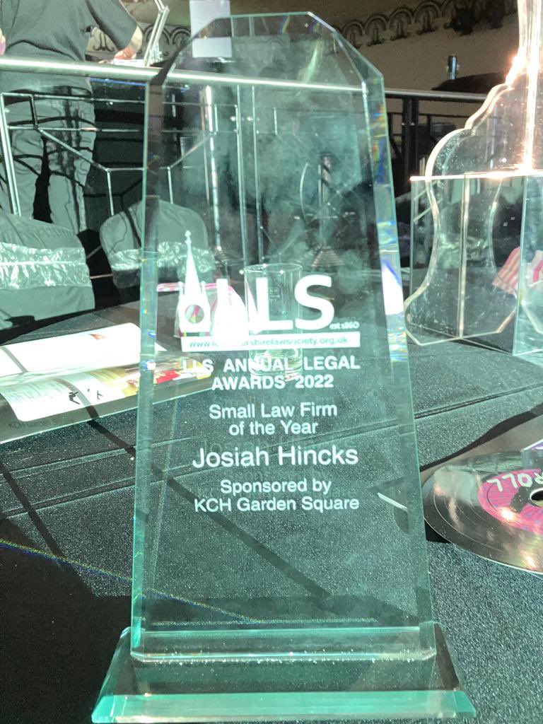 JH_Law's tweet photo. Delighted to say that last night we were named Leicestershire Law Society Small Law Firm of the year 2022. For me personally I feel privileged to lead such a great team. https://t.co/dfBrFDokpI
