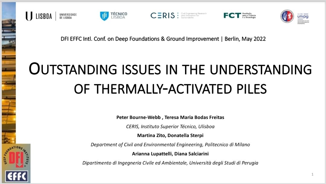 Just left the <a href="/DFI_Tweets/">Deep Foundations Institute</a> conference on "Smart Construction for the Future" ⚙️. We shared some results arised from the collab between <a href="/istecnico/">Instituto Superior Técnico</a>, <a href="/DICA_Unipg/">DICA_UniPG</a> of <a href="/UniperugiaNews/">Università degli Studi di Perugia</a> and <a href="/polimi/">Politecnico di Milano</a>, led by Peter Bourne-Webb. 🇮🇹🇵🇹
#geotech #future #energypiles