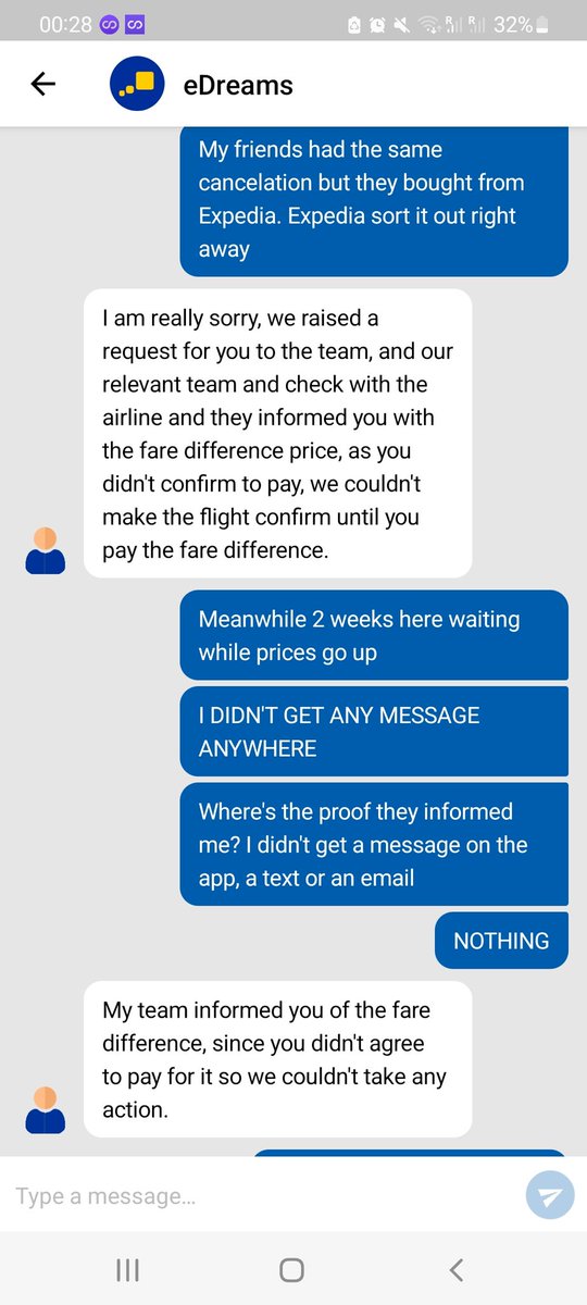 Unable_To_Fly's tweet photo. @eDreams why am I being told "the relevant team informed me". Nowhere by ANY channel anyone said anything other than wait 24hr. Meanwhile @FlyANA_official keeps selling tickets to Bangkok https://t.co/xidfJzmgpE
