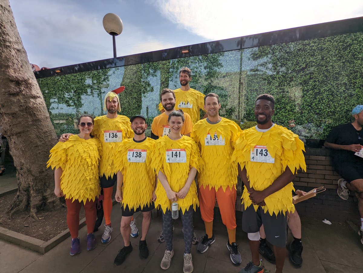 Today is #ChickenRun2022 day. Good luck and a big thanks to all our runners, volunteers and sponsors! Already a strong contender for best dressed! <a href="/PTEarchitects/">Pollard Thomas Edwards</a> <a href="/studiomcleod/">Studio McLeod</a>