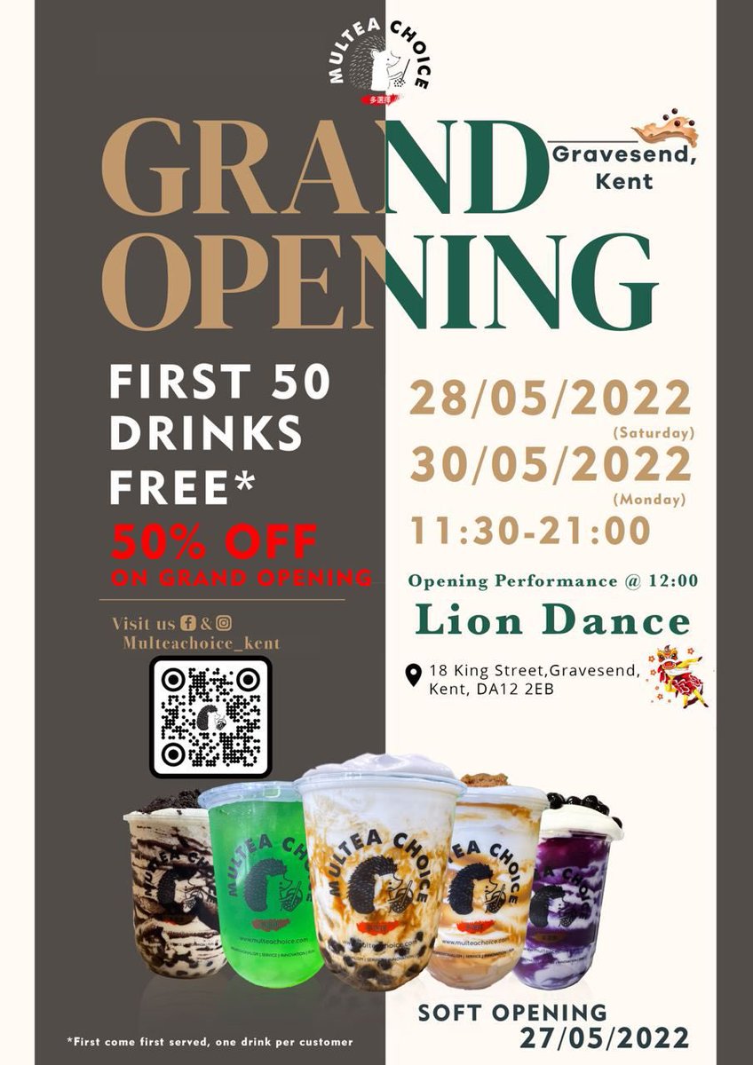 MulteaC's tweet photo. @GravesendTCM @MulteaC @doankev @Kent_cc @northkentnews @GravesendMarket @visit_gravesend @treatzgravesend The opening date has finally been inked. We can’t wait to see everyone. Don’t missed out on the Lion Dance and of course the first 50 drinks would be on us! https://t.co/PE1spM5Nki