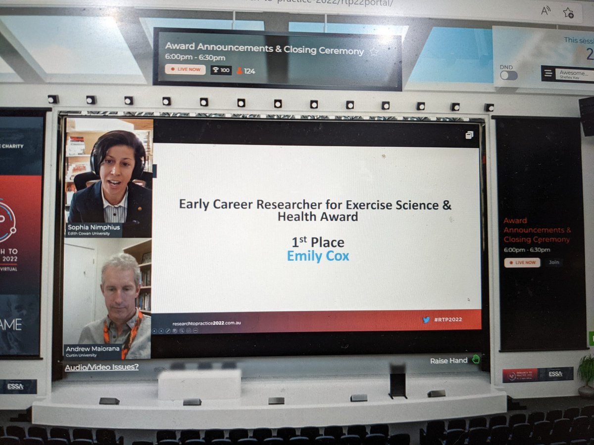 shelley_keating's tweet photo. Congratulations @EmilyRCox14 for winning the Early Career Researcher for Exercise Science and Health Award at #RTP2022 🎉🎉 Well deserved. @ESSA_NEWS https://t.co/lGvx9eeVaO
