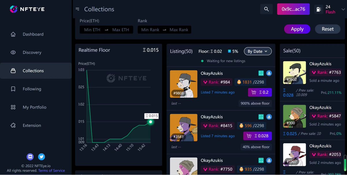 NFTEye：
chrome.google.com/webstore/detai…
chrome谷歌浏览器安装直接使用

ERCSniper
需要手工安裝，安裝說明：
phase-source-060.notion.site/ERC-rank-rank-…

NFTeye 
nfteye.io/dashboard
数据看板 监控钱包 投资组合 热门mint
项目挂单分布  重點還免費

来自<a href="/metabus001/">Metabus Ryan🚌</a>社区分享
Web3紧记保障个人财产安全，DYOR 🚎