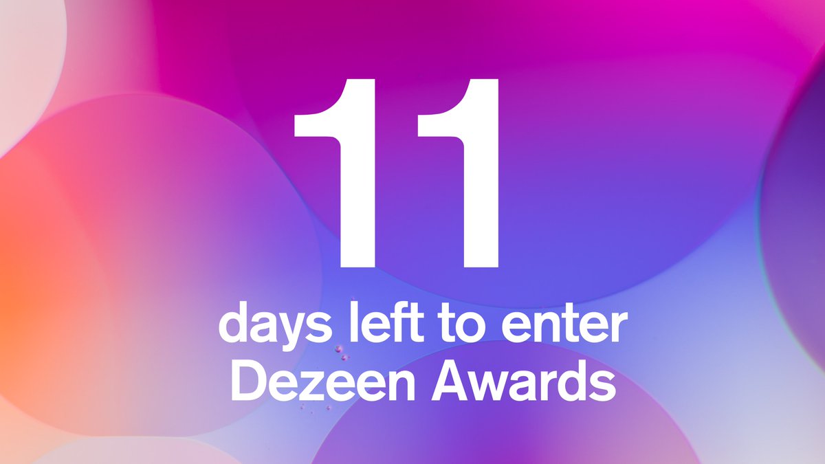 There are only 11 days left until entries close for Dezeen Awards 2022. Enter before midnight on 1 June!

Follow the link to sign in and submit your entry: dezeen.com/awards/signup/…
 
#dezeenawards #architecture #interiors #design
