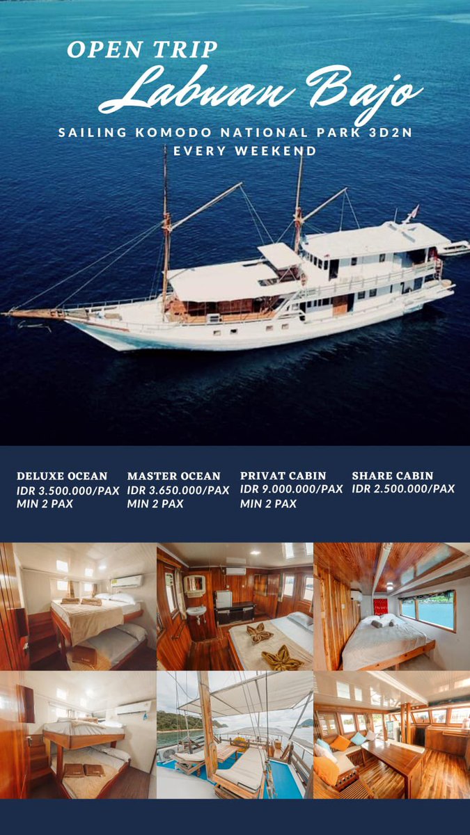 Yuks liburan ke Labuan Bajo, pulau Komodo dan sekitarnya dengan liveaboard di kapal phinisi sambil menikmati indahnya pemandangan pulau Flores 🤩🤍❤️😍