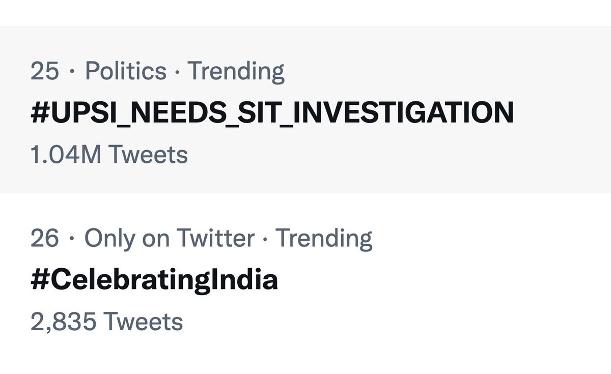 NishchaySinghR3's tweet photo. 1 Million Tweets. TRENDING #25 
Is it enough to wake up the government? 

#UPSI_NEEDS_SIT_INVESTIGATION 
#UPSIScam 
@myogioffice @kmrvivek14 @TheLallantop @PragyaLive @Divya_trpathi @narendramodi https://t.co/GeUPMMcFRT