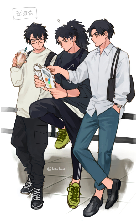 multiple boys black hair smile jacket short hair black jacket hug  illustration images