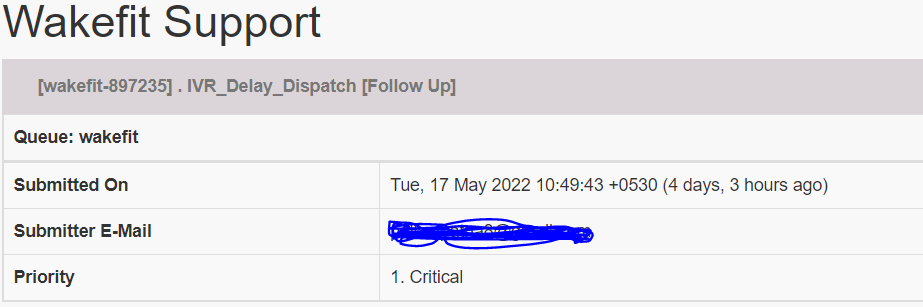 deepak619's tweet photo. @WakefitCo @Ankit_AGarg @InfiniChai 
ORDER202204G9Z9KI(Napper Sofa)
Prouct ordered = 12th April
Today= 21st May(39 Days)
Ticket raised and marked critical 100hrs ago.
Customer support is pathetic &amp; knows nothing and keeps asking for 24hrs everytime.
#scam https://t.co/JpheDab9vy