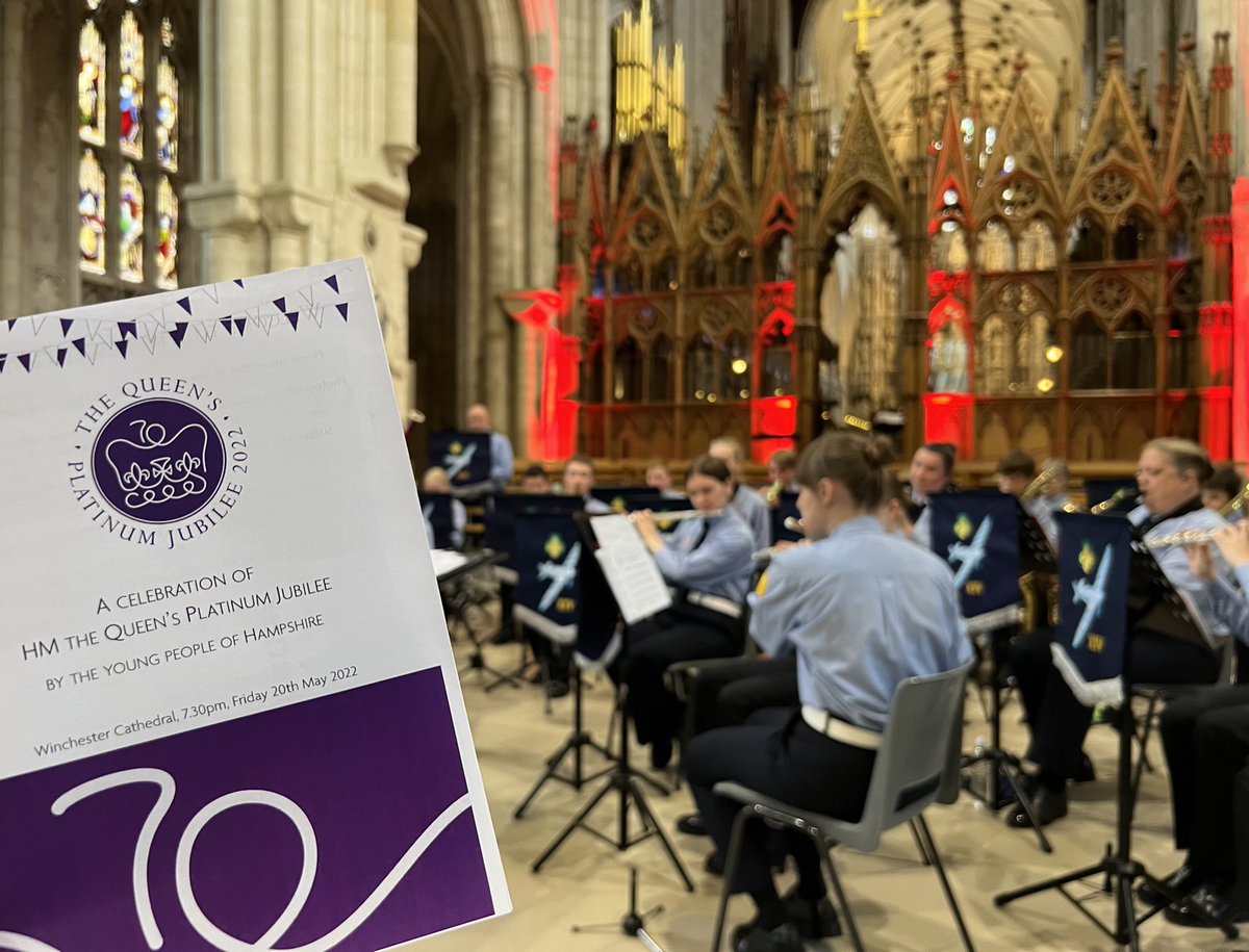14thSpitfires's tweet photo. We had a great time playing for last night’s Queen’s #PlatinumJubilee Celebration at @WinCathedral 🎶

We played a range of music – from ‘Highlights from Brave’ and ‘Viva La Vida’, to the hymns for the service. 

#Jubilee #JubileeCelebration #QueensJubilee #YouthMusic #YouthBand https://t.co/ZYAy5uVt8Z