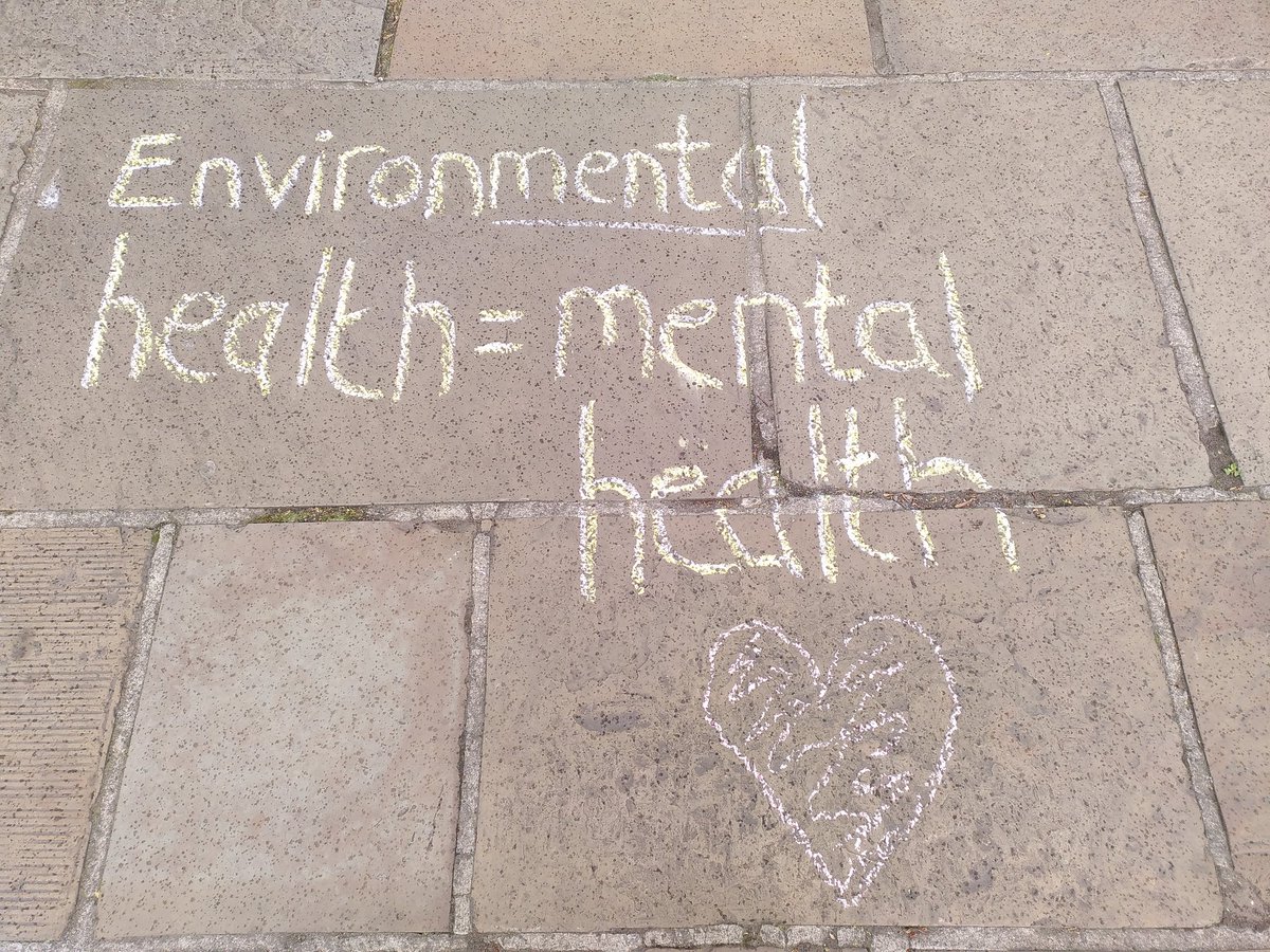 womenscs's tweet photo. Environmental health is mental health. Glossop #WomensClimateStrike still going strong with weekly gathering, chalking, and public engagement.
#DemocracyOnTheStreets
#dots #ClimateAction #FridaysForFuture https://t.co/VCzXQtWAss