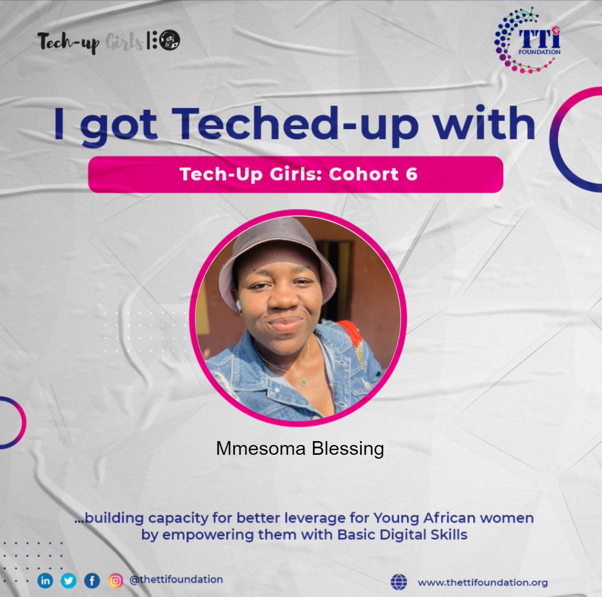 Somma_B's tweet photo. I'm Mmesoma Blessing, I was selected for the Tech-up girls Bootcamp cohort6.
Technology to me means the application of scientific knowledge for practical purposes in every industry.
#techupgirls #thetechytrain #thettifoundation #techupgirls6 #techupgirls6group6 https://t.co/x4yx7MIEcY