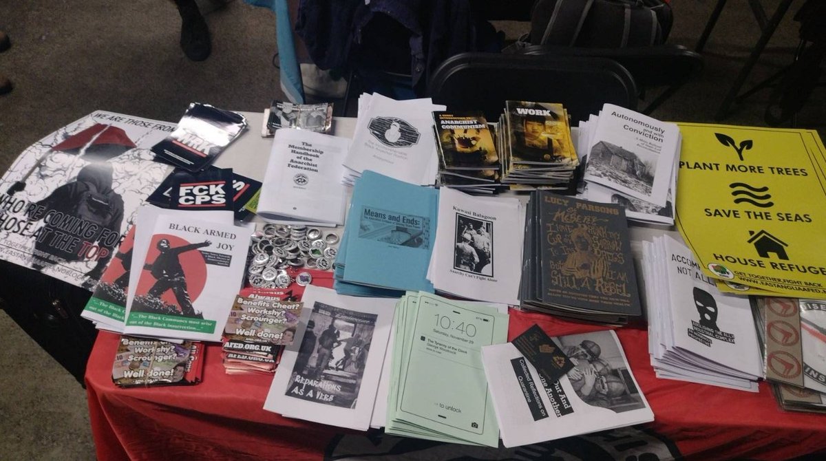 There was a mild panic last night as the parcel full of the latest Organise and other such, failed to arrive. DUH DUH DUH. Thus you have all sorts of goodies on our stall at <a href="/NBookfair/">Newcastle Ewan Brown Anarchist Bookfair</a>.  Give the member a hug (do ask;p), they've had a 24 hours!

If you want a copy of Organise 1/