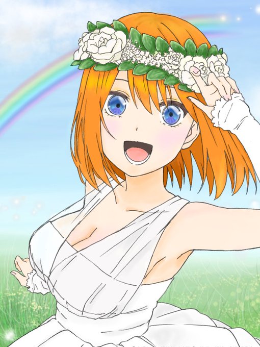 白鳥真理🐈さんがTwitterに投稿した中野四葉(五等分の花嫁)のイラスト。