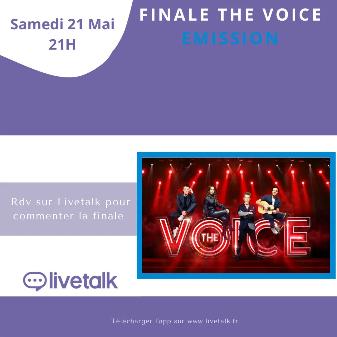 LivetalkTweet's tweet photo. C'est la grande finale, qui remportera cette 11eme saison?🎤
Pour commenter l'émission, télécharge l'app ici : https://t.co/0uM3AIHq4n ⠀
⠀
#TheVoiceTF1 #TheVoice #TheVoiceFrance #Vianney #AmelBent #NolwennLeroy #FlorentPagny #MarcLavoine #TF1 #Musique #Finale #TheVoiceFinale https://t.co/OeiQV5BMkG