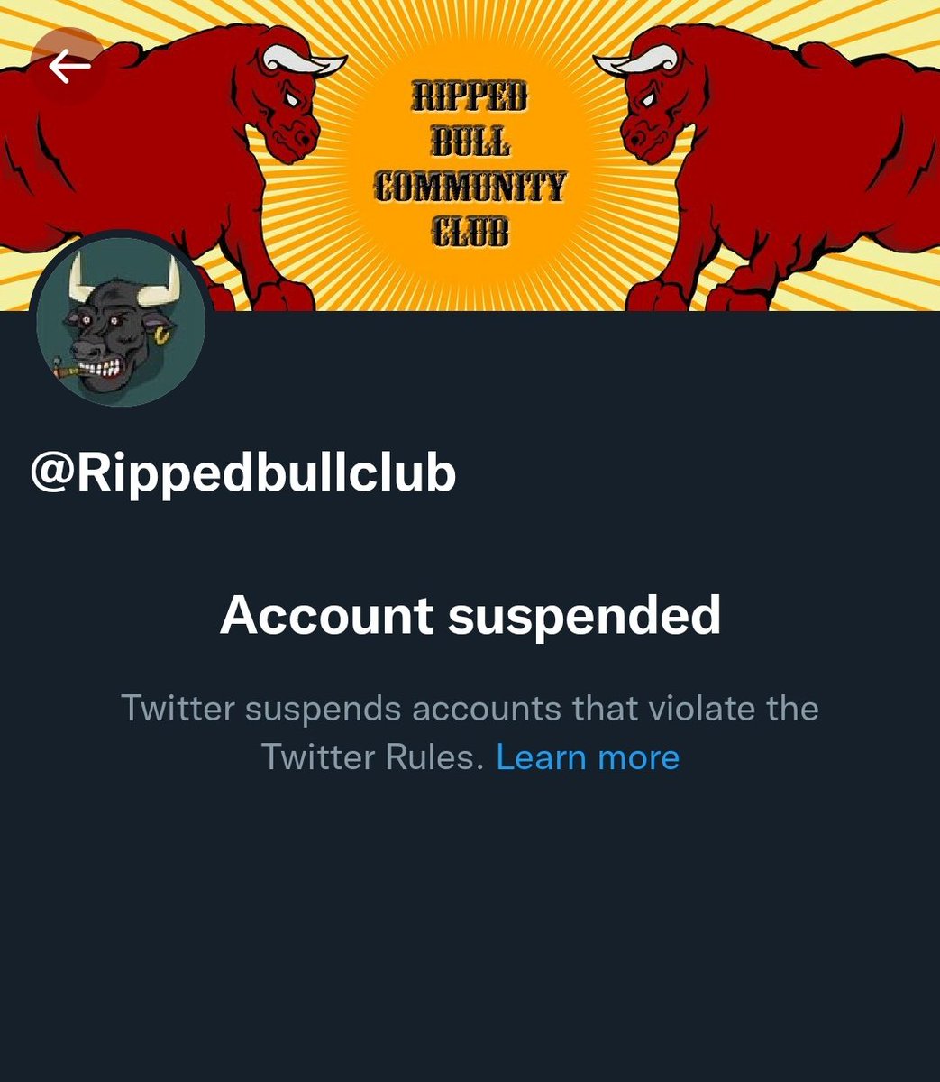 RippedbullCClub's tweet photo. Justice is served ⚖️.
A slap on scammers from Twitter. ✌️
Thank you Twitter. 🙂

#rbcc #NFTCommunity #twitter #scammers #exposed https://t.co/pqJq7VmI0V