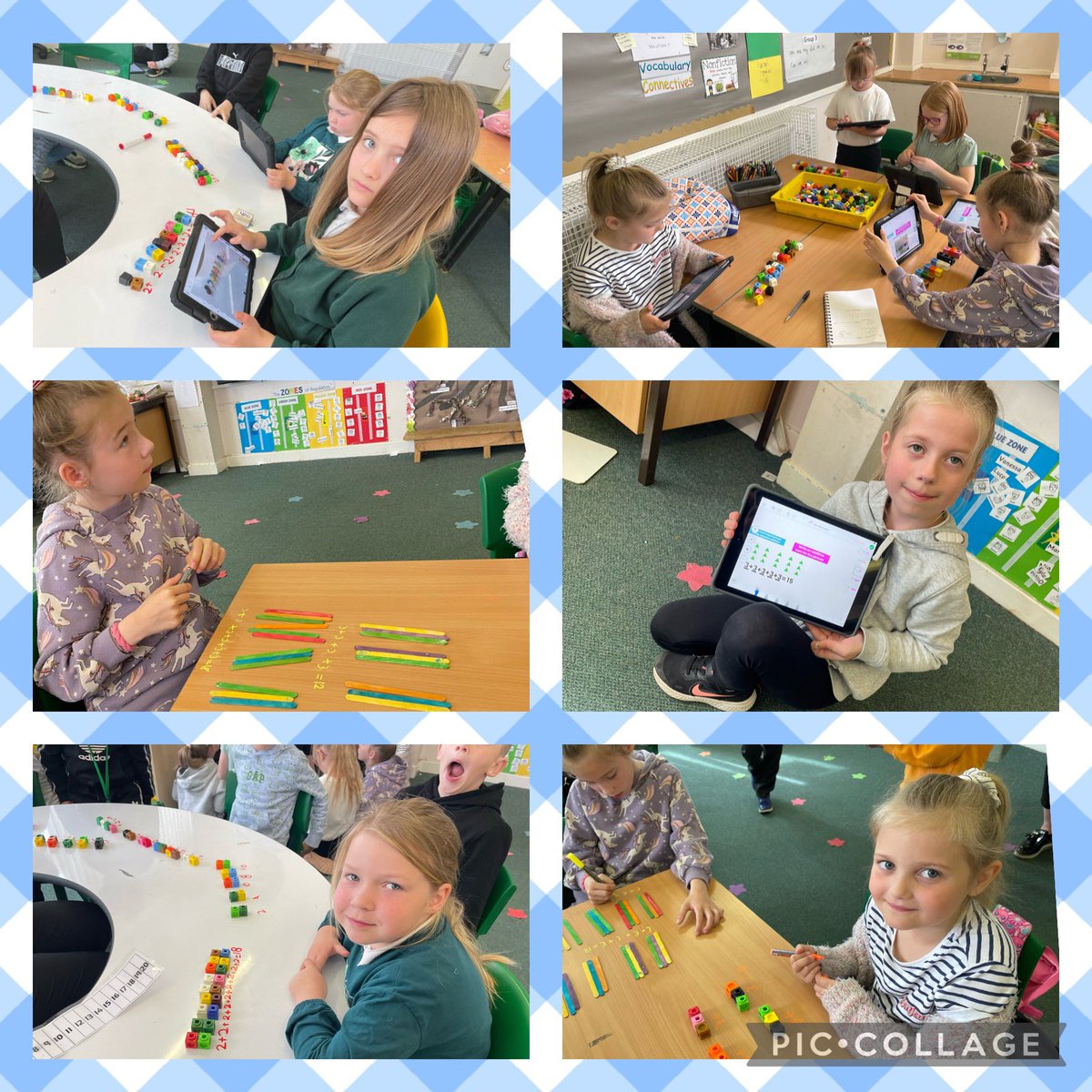 Great to see pupil lead learning in p2/3 @StColumbas2016 developing repeated addition with learners skip counting in 2s and 3s. Fantastic use of IT to share and record their leaning @WLmaths @WL_Equity
