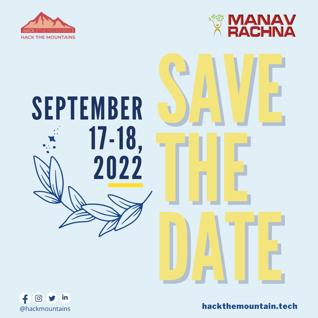 HackMountains's tweet photo. Mark your calendars📆Set your alarms⏰Save the date.📌
A 36 hr journey of learnings, ideation and creation begins this Sep on 17th - 18th🎉
Join in to experience a collaborative environment and immense learning !🏆
#hackthemountains #htm3 #community #projects
#mlh #sudans_tech https://t.co/TZ8Zc3HjoC