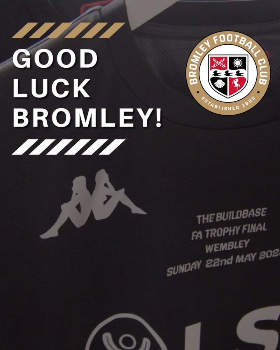 PPTeamwear's tweet photo. 🏆Good luck to our partners @bromleyfc ahead of tomorrow's @BuildbaseUK FA Trophy Final against @Wrexham_AFC at @wembleystadium!

@kappa_sport / @kappa_teamwear
#WeAreBromley

#Wembley #football #soccer #cupfinal #fatrophy #wembleystadium https://t.co/OHgRG4y1Od