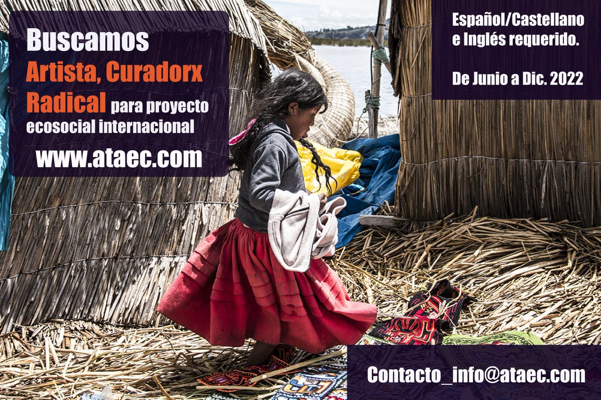 In ataec.com
<a href="/Ataec/">علي العبدالجليل</a> #Artists, #Cultures &amp; #ClimateActions #Network we are looking for a #Radical #Artist and #Curator; English and Spanish required; for an #internationalproject from June to December 2022. 

Contact_ info@ataec.com