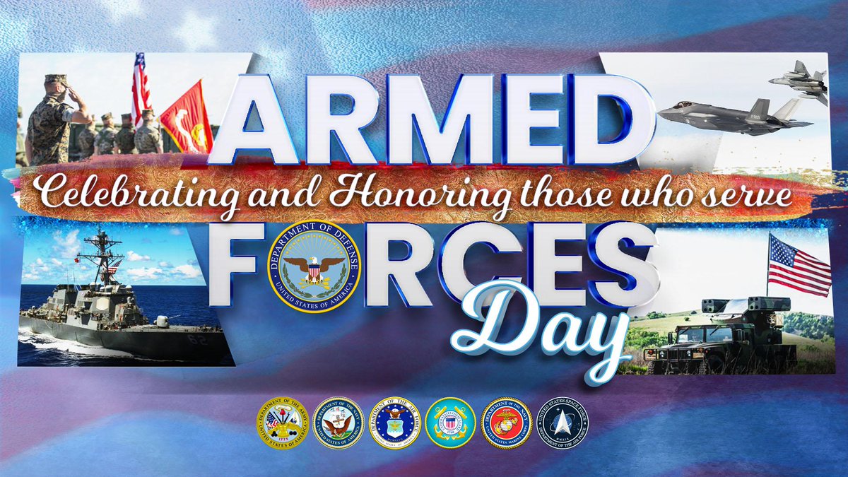 DeptofWar's tweet image. Today is #ArmedForcesDay. Thank you to those who answered to call to serve, past and present. Your bravery, sacrifices and dedication to protect and defend our nation has made a difference in many lives. Today and every day, we salute you! #HonorThem