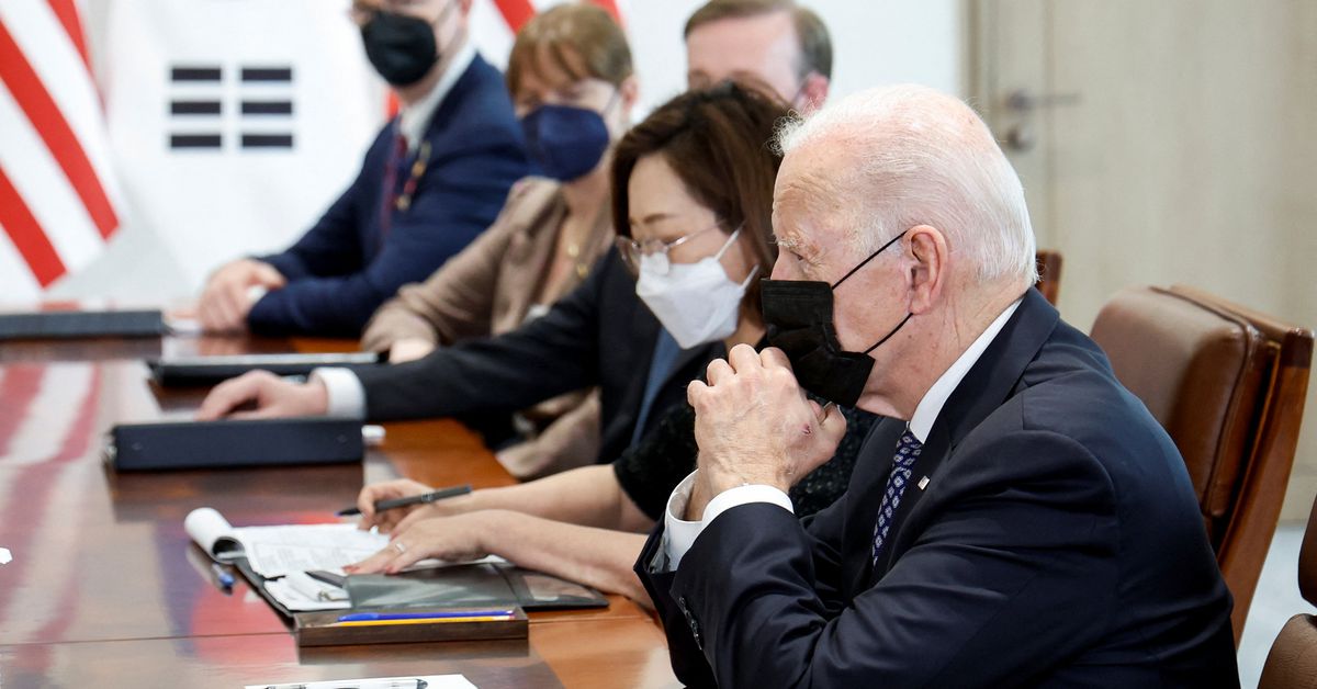 Reuters's tweet photo. Biden says U.S., South Korea alliance works to deter North Korea, keep Indo-Pacific free https://t.co/6DX3lrqW8X https://t.co/9yWHOp8b3q
