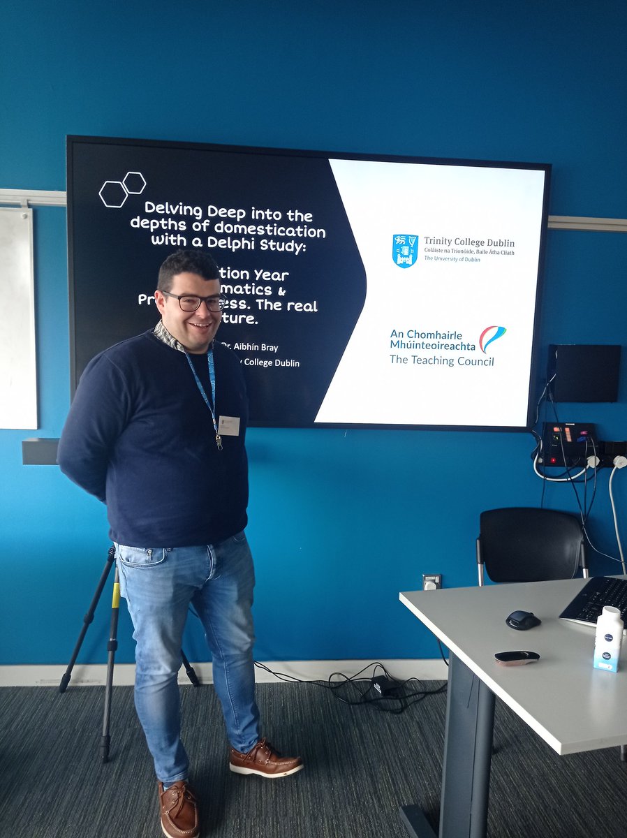 PgrTcd's tweet photo. First up in our Literacy, Numeracy and STEM presentations is @MrMaherMaths on Transition Year Mathematics and Preparedness. Derek speaks about maths resilience, the preparedness quadrant and golden tickets! #EdConTCD #BeginAgainBeginBetter @SchoolofEdTCD https://t.co/Z2jqJXBIHw