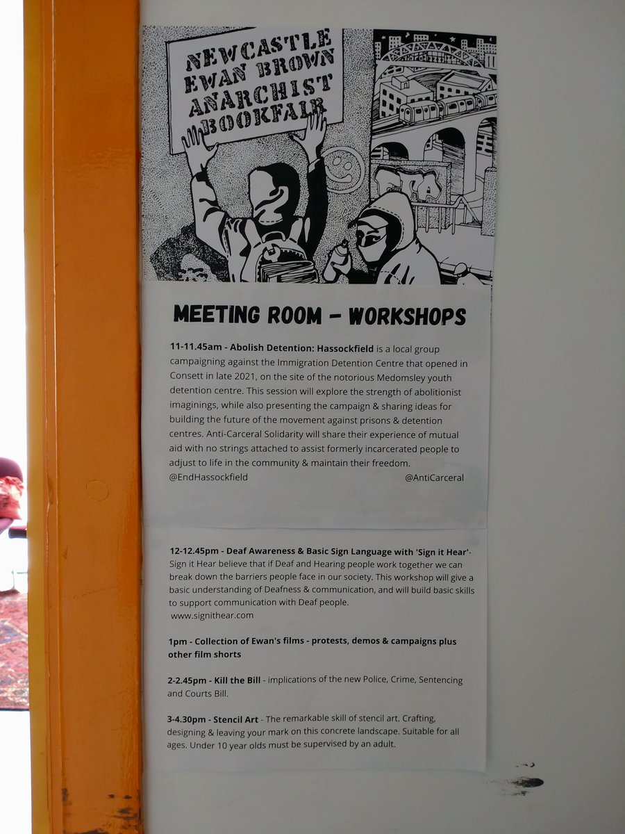 Come down to the <a href="/StarAndShadow/">Star & Shadow Cinema</a> for the <a href="/NBookfair/">Newcastle Ewan Brown Anarchist Bookfair</a> today! Workshops, starting with <a href="/EndHassockfield/">Abolish Detention - Hassockfield</a>, kid friendly activities, stalls, <a href="/cannylittlelib/">Canny Little Library</a>