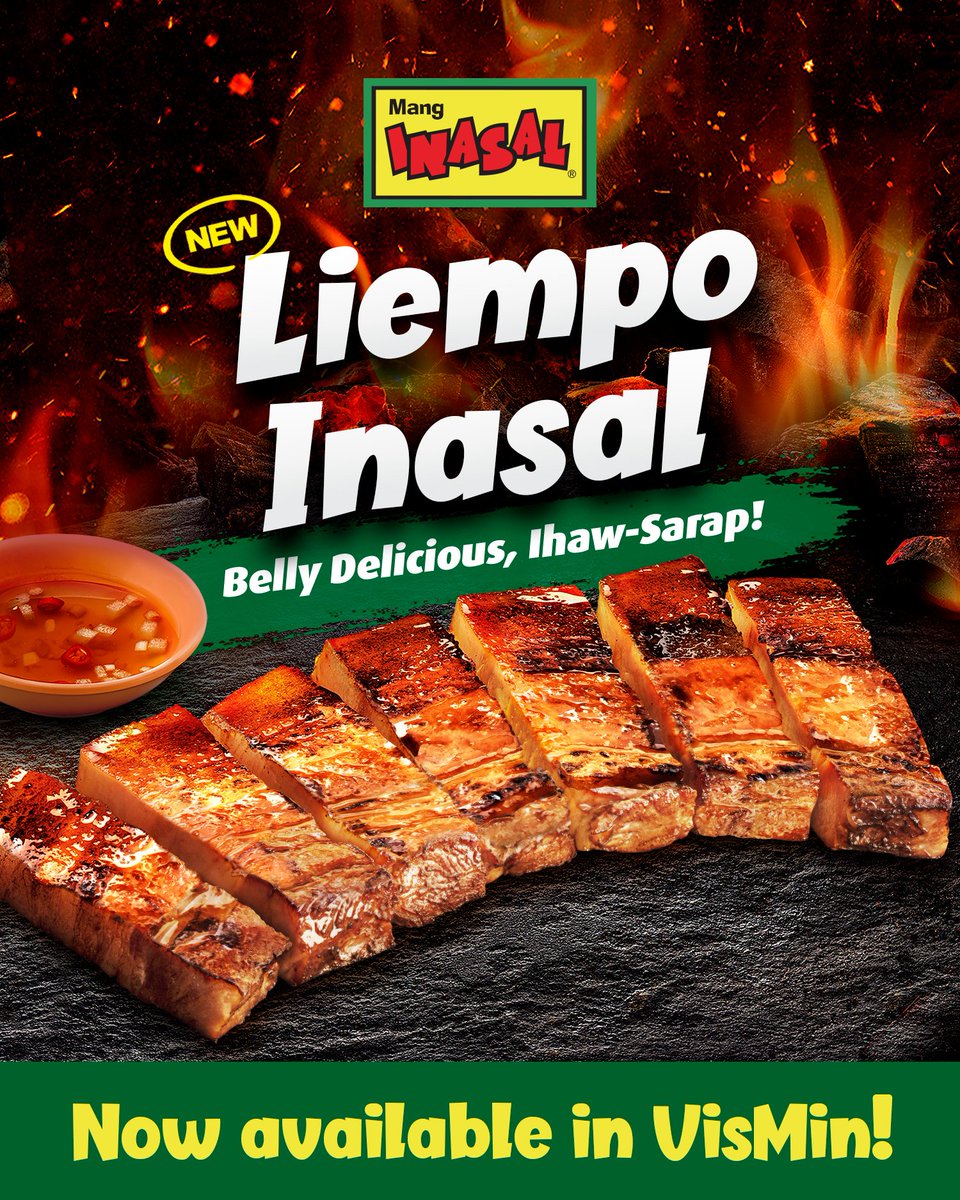 Mang Inasal Liempo Inasal has landed in VisMin!🤩

Visit your favorite Mang Inasal stores now and experience the #BellyDeliciousIhawSarap moments that you and your loved ones deserve! 💚💛

#ILoveMangInasal👉bit.ly/LiempoInasalVi…