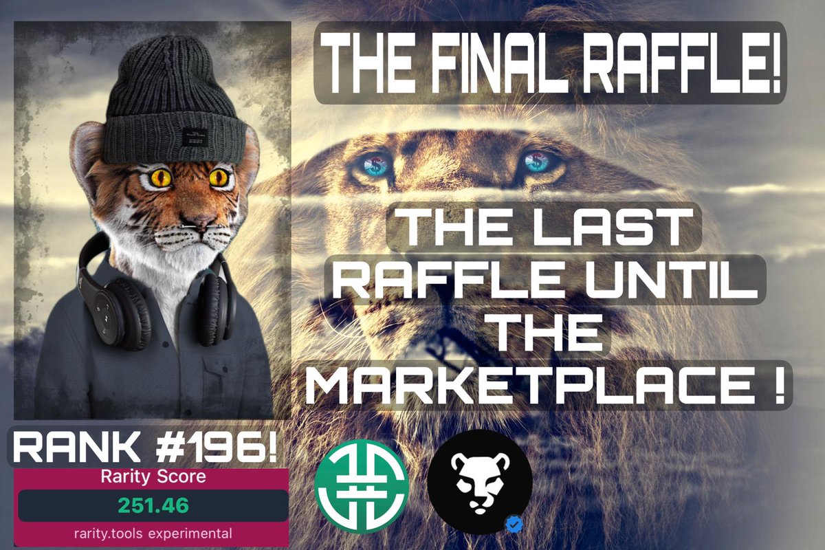 The FINAL staking raffle snapshot will be taken at 6pm UTC today!

Final raffle = Jungle marketplace incoming  🚀

10 cubs including this 🔥 rank #196 ready to go to a new home!

#SpreadTheRoar #NFT