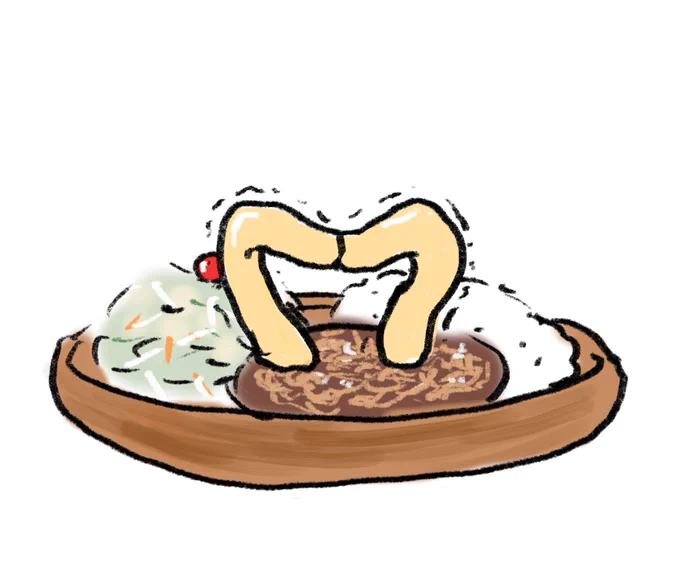 低気圧でしんどいので「どっちが上になるかで喧嘩するチーズバーグディッシュのチーズ」というCLの絵を描きました 