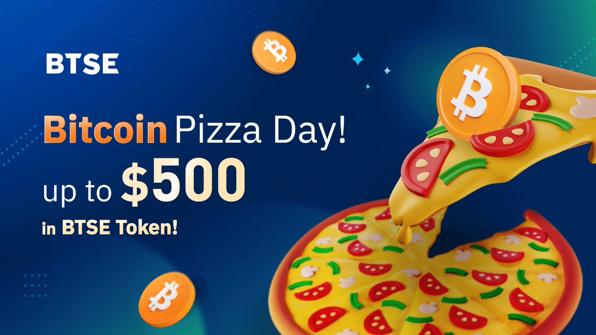 #Bitcoin Pizza Day 2022! 🍕

We are giving away up to $500 in $BTSE token! 💰

1⃣ Follow <a href="/BTSEcom/">BTSE Intern</a>, Like, RT &amp; tag 3 friends

2⃣ Join BTSE Telegram group: t.me/btsecom

3⃣ 10 winners will be announced at 2022/05/24
