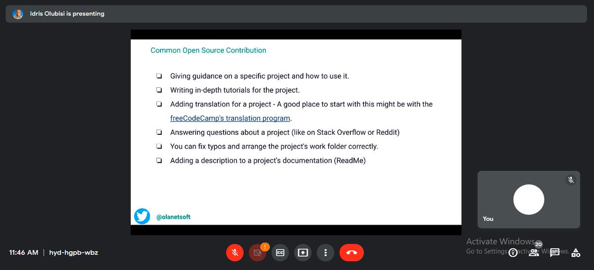 oscaawka's tweet photo. Benefits of contributing to open source and also common ways you can contribute to Open source. -- @olanetsoft 

#OSCAAwka
#OSCAIleIfe https://t.co/537OIgLcvZ