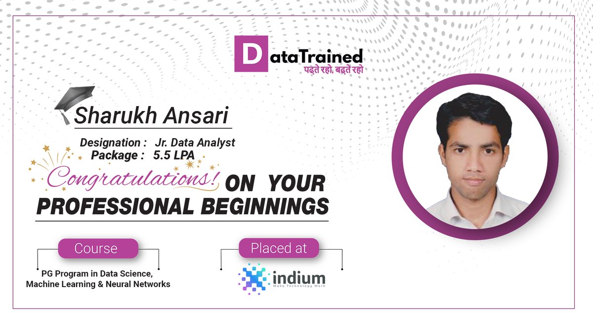 data_trained's tweet image. 🤝𝐂𝐨𝐧𝐠𝐫𝐚𝐭𝐬 𝐒𝐡𝐚𝐫𝐮𝐤𝐡 𝐀𝐧𝐬𝐚𝐫𝐢 𝐨𝐧 𝐲𝐨𝐮𝐫 𝐧𝐞𝐰 𝐣𝐨𝐛 !!
😊You earned it and it's great to see that your effort finally paid off !!
𝐄𝐧𝐫𝐨𝐥𝐥 𝐢𝐧 𝐃𝐚𝐭𝐚 𝐒𝐜𝐢𝐞𝐧𝐜𝐞 𝐂𝐨𝐮𝐫𝐬𝐞
:bit.ly/3mzPrpd
#DataTrained #DataTrainedplacement