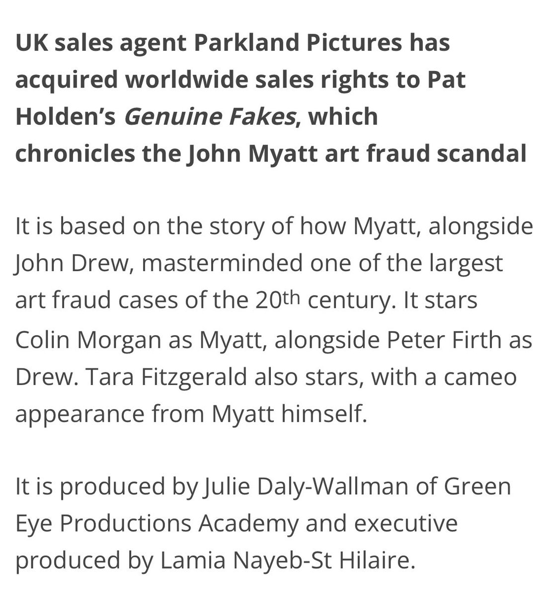 dailycolinmorg's tweet image. 📰: #genuinefakes, starring #colinmorgan as john myatt, is back in business!

parkland pictures has acquired the worldwide sales rights and filming will resume again later this year in staffordshire!

📎: screendaily.com/news/parkland-…