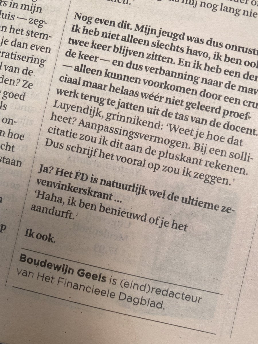 Geniaal. Voor deze (eind)redacteur wil ik werken! #FD #BoudewijnGeels