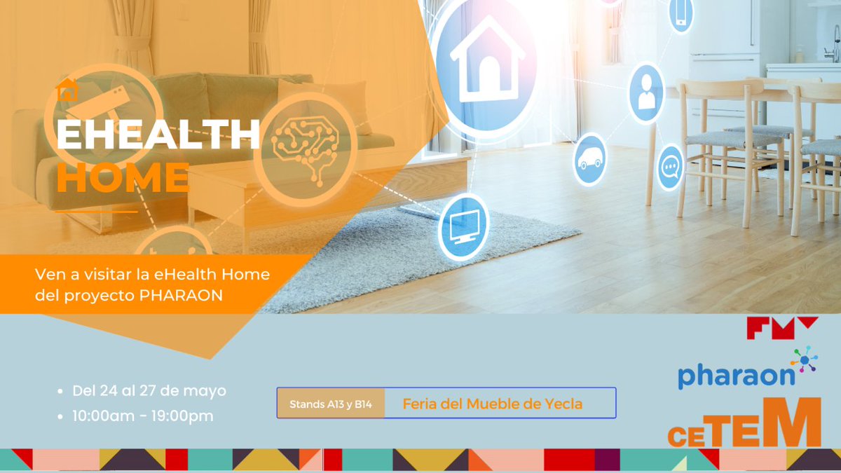 📌CETEM simula un espacio #eHealthHome desde el que fomentar las tecnologías que nos ayudan a mantener un envejecimiento activo en el hogar. 

➡️No te pierdas el espacio creado en <a href="/FMYecla/">Feria del Mueble Yecla</a> en colaboración con <a href="/PharaonProject/">Pharaon Project</a>. 

👉Visítanos del 24 al 27 de mayo en #FMY