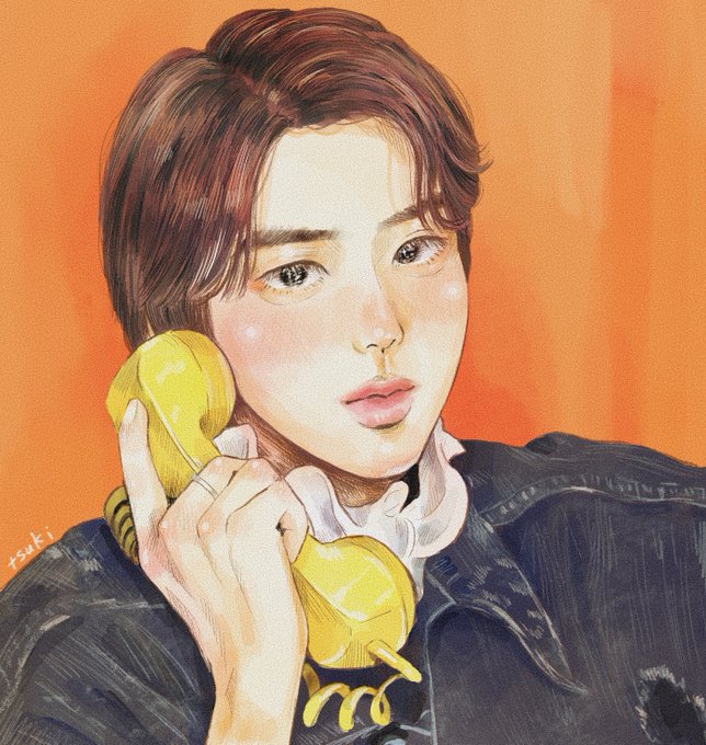 「brown hair talking on phone」 illustration images(Latest)