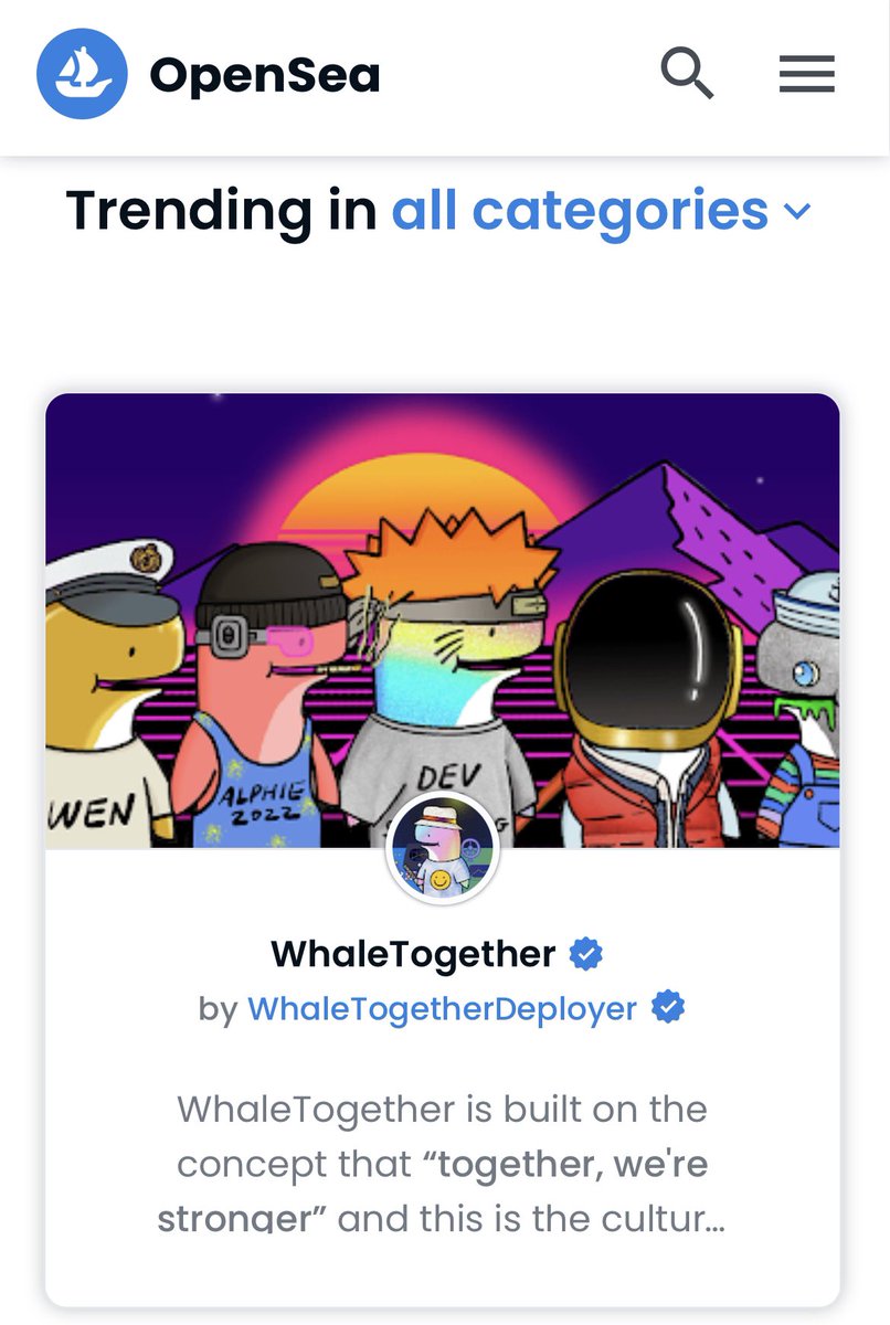 interrupt's tweet image. 👀 🐳 @WhaleTogether is trending on @opensea 🔥