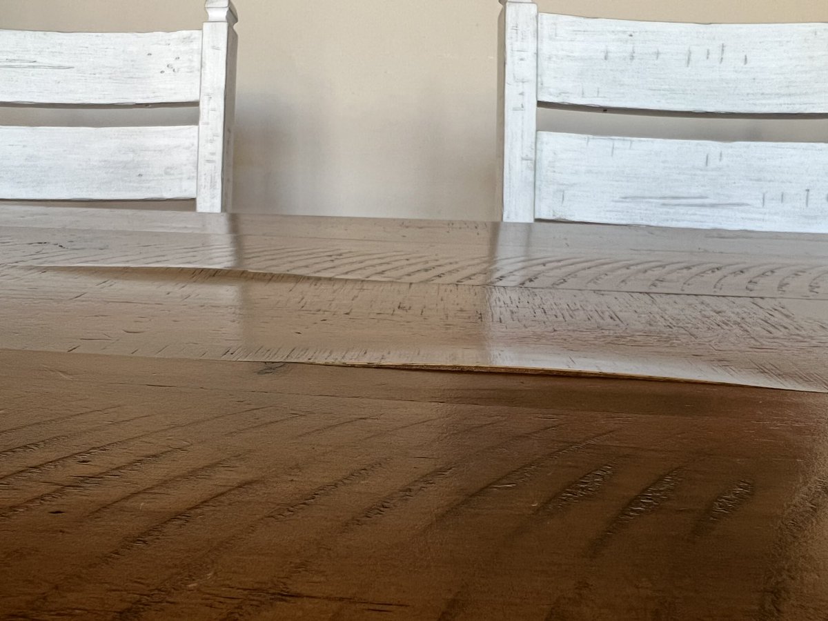 KevinB_Tech's tweet image. Super disappointed with this table from the Joanna Gaines Magnolia Collection at Living Spaces. After less than two years the veneer is lifting and it’s no longer under warranty. 👎@LivingSpaces @joannagaines