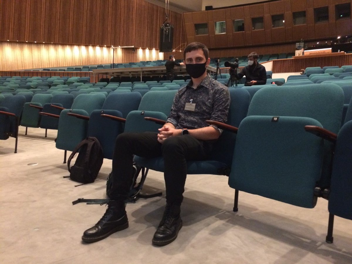 MarkPalaeo's tweet photo. Stephen Himson @GeologyLeics preparing for his talk on 'Extinction, past present and future' @HKW_Berlin in the session 'Memory and oblivion in times of extinction' https://t.co/fRCdXkiEj0 https://t.co/kkaDc23SIp