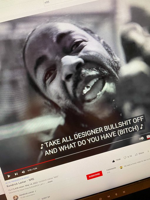 Daily reminder for myself (Kendrick Lamar - N95). Another Pulitzer worthy album god job 🙌🙌 https://t