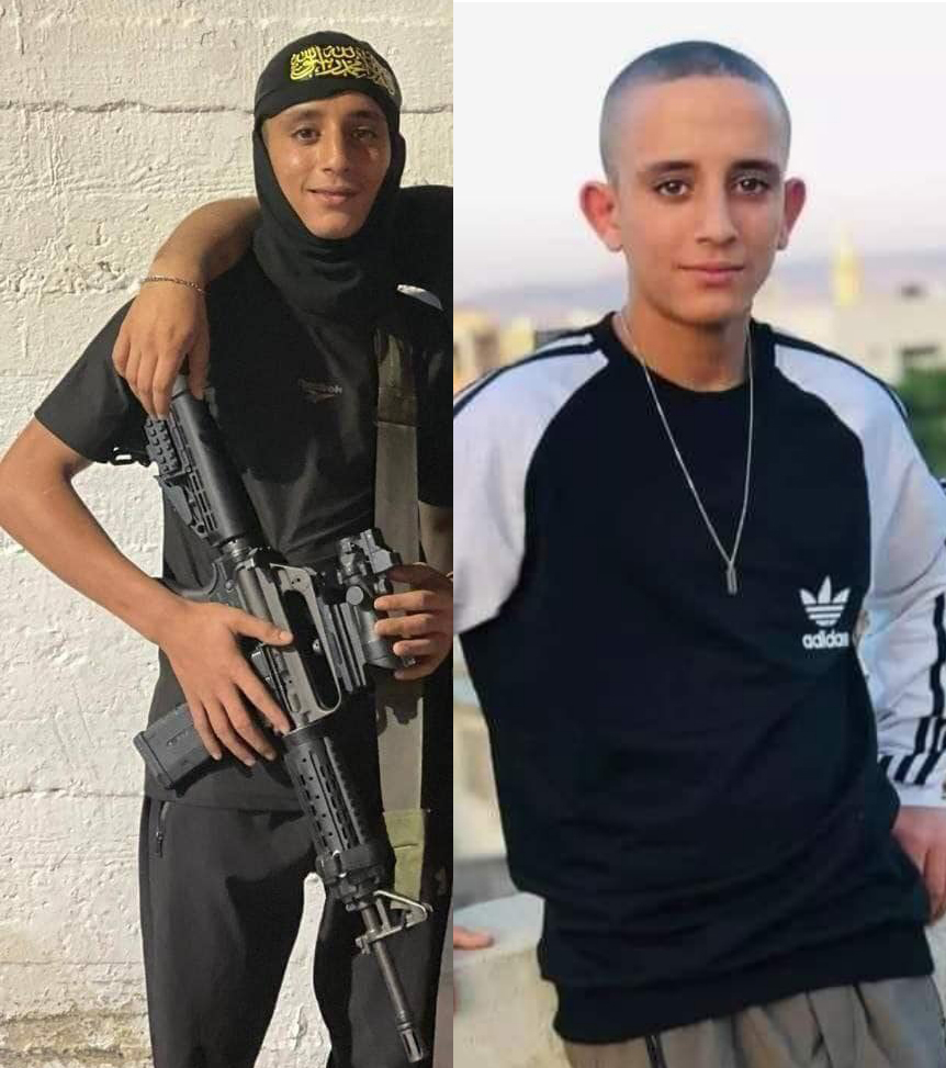 على اليمين الصورة التي يروجها الإعلام الفلسطيني للمراهق أمجد الفايد الذي قُتل اليوم في جنين، لاستدرار…