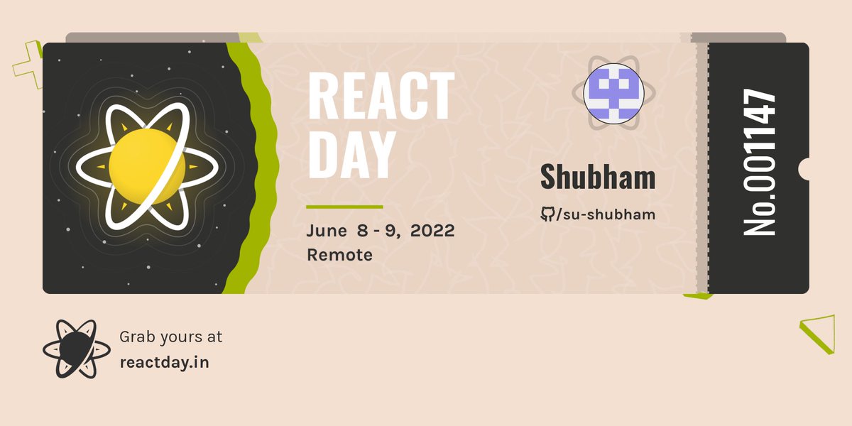 crypto_king_nft's tweet image. Got ticket. Now waiting for the day...

good luck Everyone 🥳
 #reactDayBangalore #remote