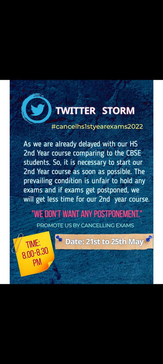 AbuKasi15128287's tweet photo. We don't want HS 1st year exam  postponement.
#cancelhs1styearexamination2022
@himantabiswa @ranojpeguassam @CMOfficeAssam @thetruthin @PragNews @newsassam24x7 https://t.co/EXTwpq30Nt
