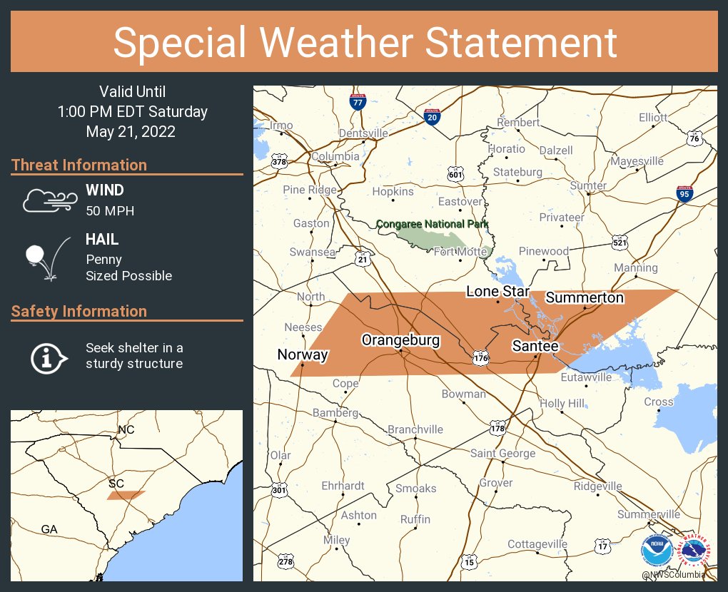 NWS Columbia on Twitter "A special weather statement has been issued