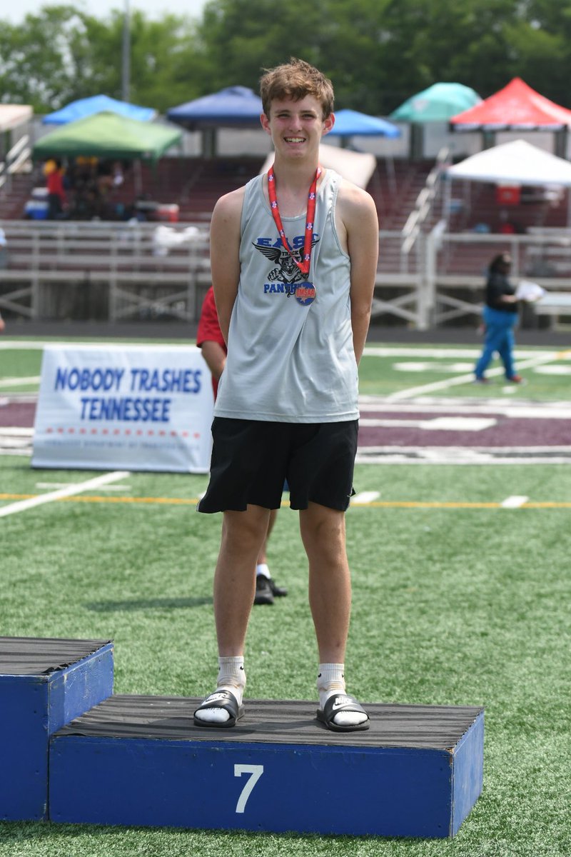 Andrew Carmack from East Middle School places 7th in long jump at the TSSAA track and field championships.