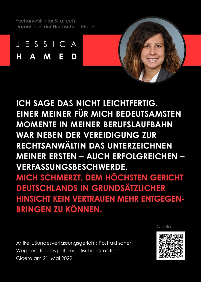 NinaHallmann's tweet photo. Rechtsanwältin Jessica Hamed über das #UrteilDerSchande des Bundesverfassungsgerichts in ihrem hervorragenden Artikel bei @cicero_online.

Zitat-Quelle: https://t.co/pvW29dUpGx

#einrichtungsbezogeneImpfpflicht 
#Impfpflicht #ErosiondesRechtsstaats #BVerfG https://t.co/PlWpmvuhm2